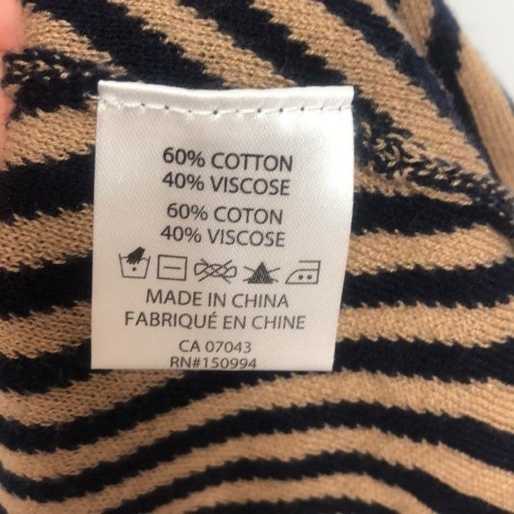 Belldini Open Front Cardigan Geo Stripes Tan & Navy New Condition Small - Picture 7 of 7